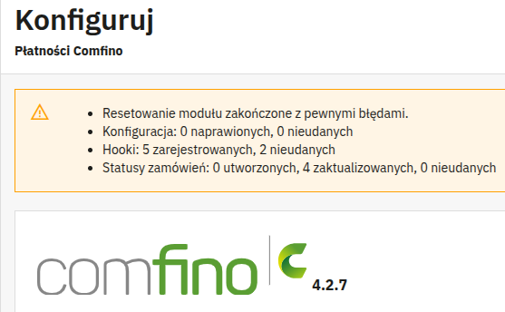 Potwierdzenie resetu modułu