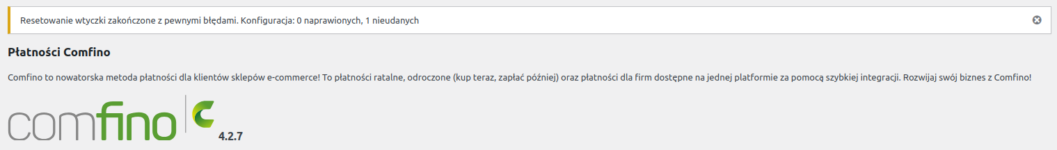 Potwierdzenie resetu wtyczki